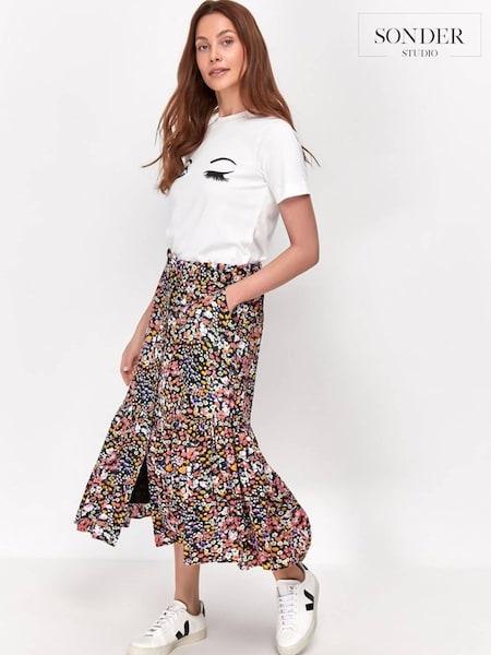 Sonder Studio Red Meadow Print Midi Skirt (U47840) | €17