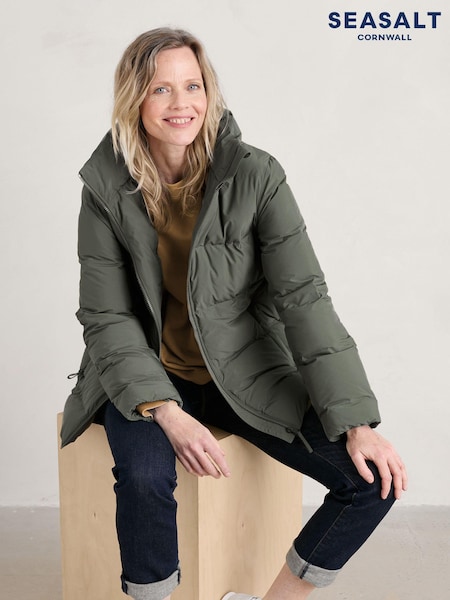 Seasalt Cornwall Green Waymaker Waterproof Puffer Jacket (U48706) | €108