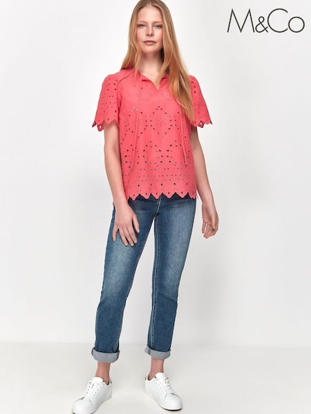M&Co Pink Broderie Top (U48795) | €9