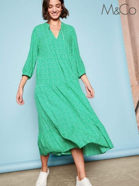 M&Co Green Spot Tiered Dress (U48799) | €13