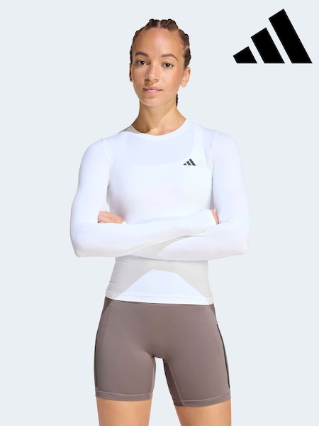 White - Adidas Primelift Essentials Contour Long Sleeve Top