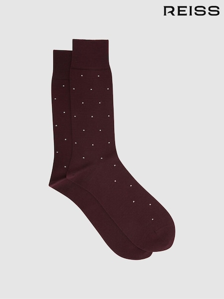 Reiss Bordeaux Mario Spot Polka Dot Socks (U49338) | €15