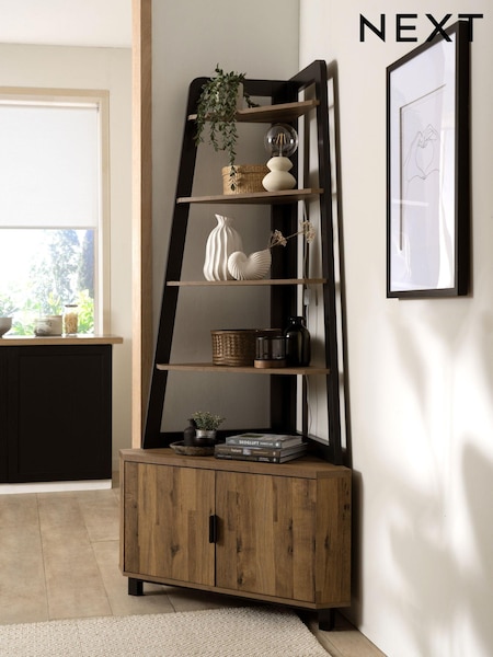 Dark Bronx Oak Effect Large Corner Ladder Shelf (U49562) | €490