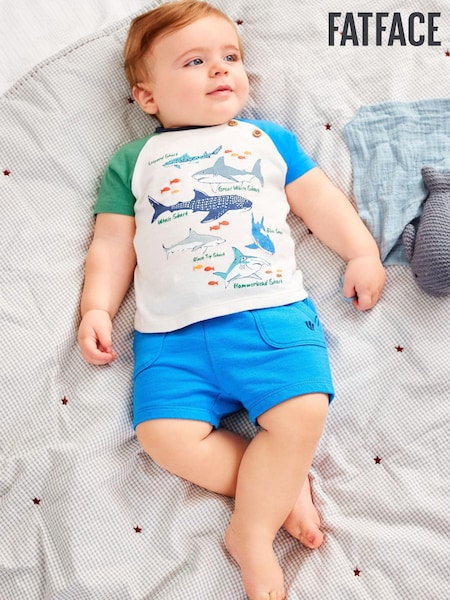FatFace Blue Shark Baby Short and T-Shirt Set (U49590) | €11.50 - €12.50