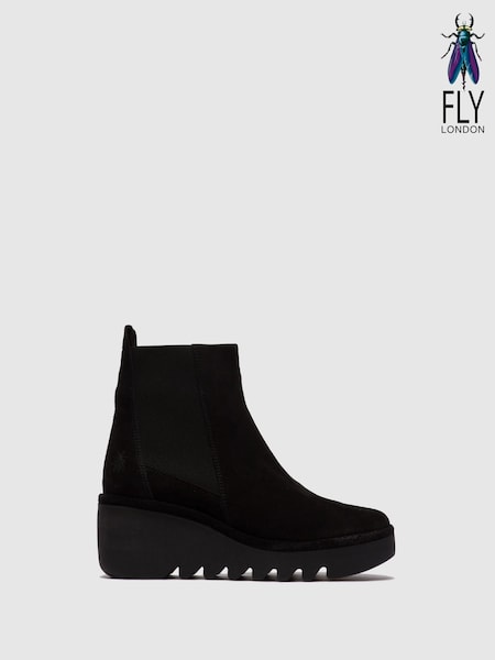 Fly London Bagu Black Wedge Boots (U49684) | €172