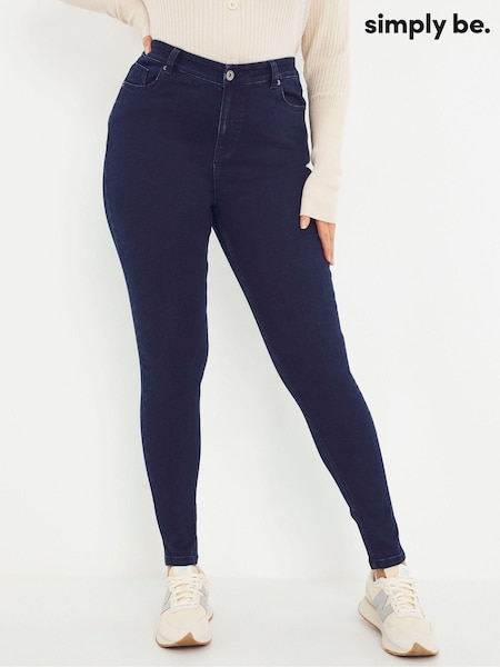 Simply Be Blue Lucy High Waisted Short Leg Super Stretch Skinny Jeans (U49872) | AED31