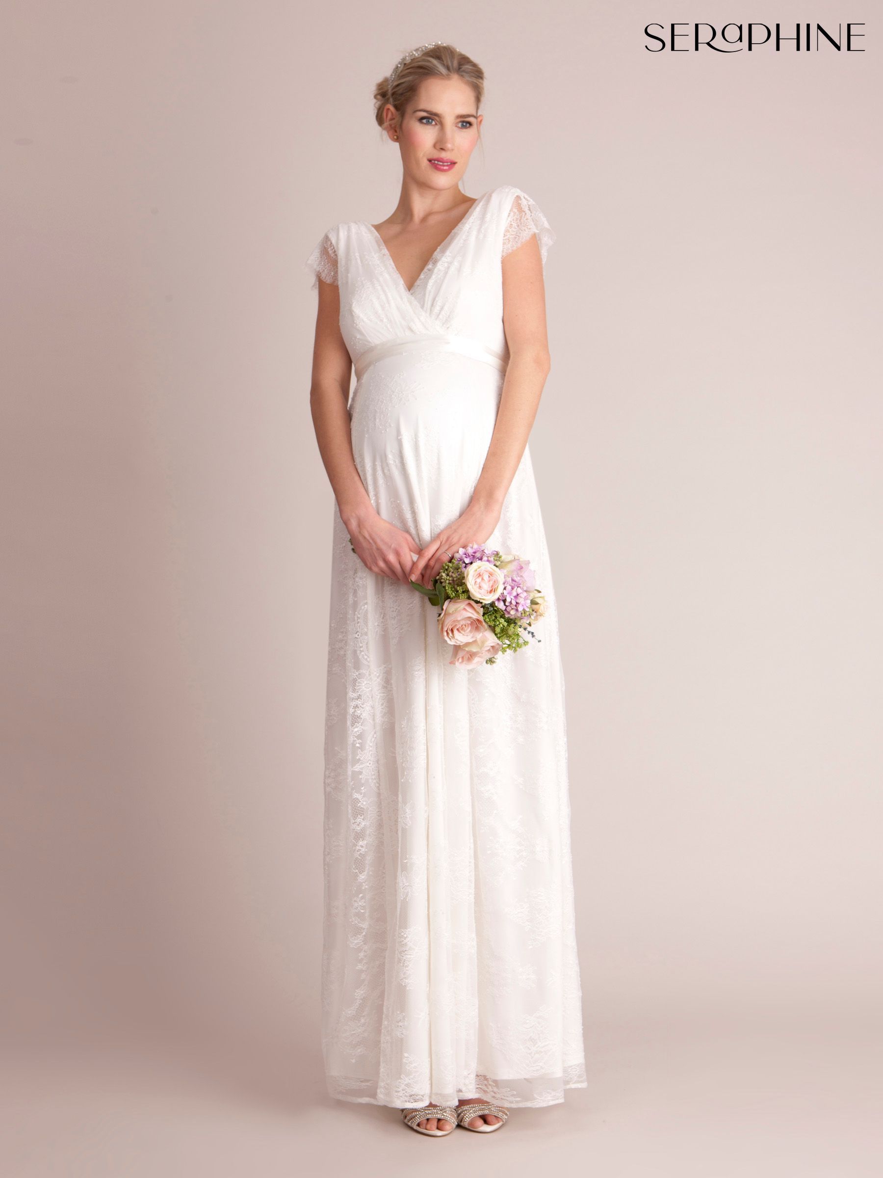 Long white maternity dresses outlet