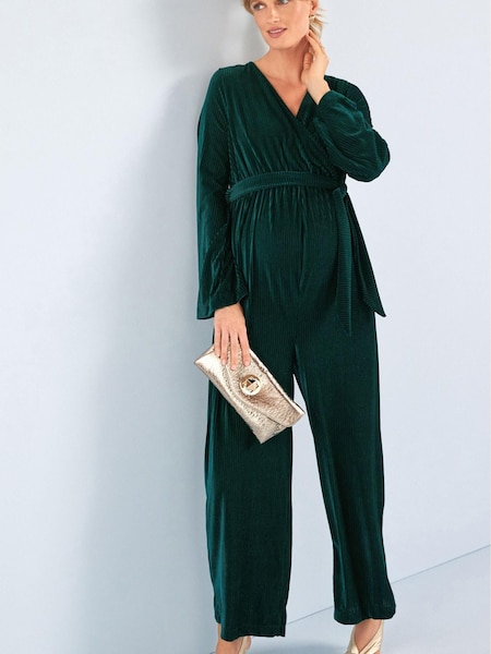 Smaragdgrün - Maternity/Nursing Velvet Jumpsuit (U50514) | 33 €