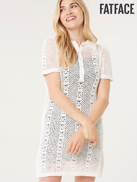 FatFace White Button Down Knit Dress (U50586) | €22