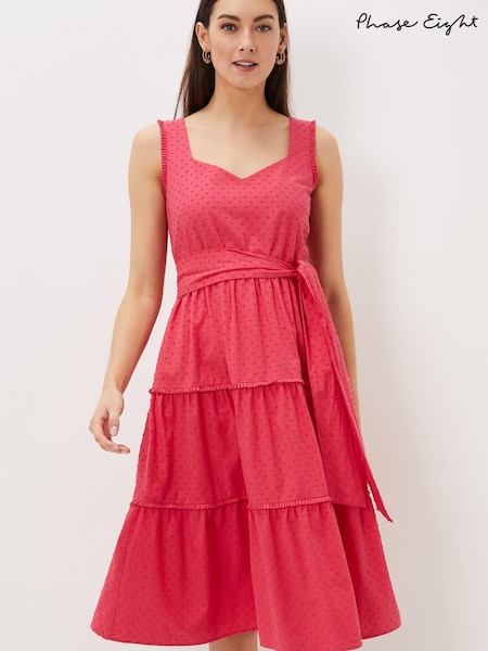 Phase Eight Pink Peyton Dobby Cotton Dress (U51595) | €103