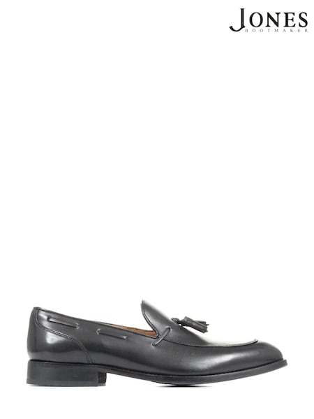 Черный - Jones Bootmaker Mens Devon Black Leather Tassel Loafers (U52160) | €29