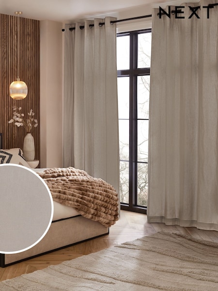Natural Dark Cotton Super Thermal Eyelet Curtains (U53175) | €20 - €52
