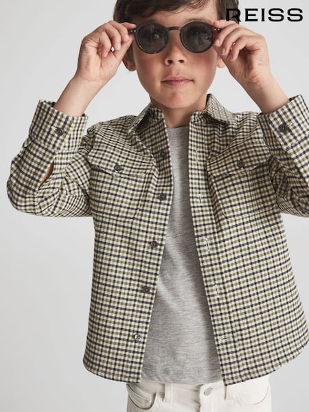 Reiss Green Kane Senior Checked Twin Pocket Overshirt (U53540) | €67