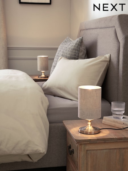 Brushed Chrome Burford Bedside Table Lamp (U53836) | €36