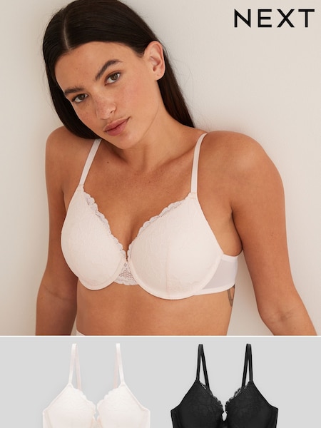 Black/Cream Pad Full Cup Lace Bras 2 Pack (U54202) | €14 - €19