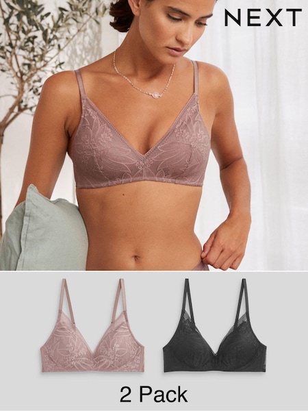 Черный/пурпурный - Lace Detail Ultimate Comfort Bras 2 Pack (U54204) | €31