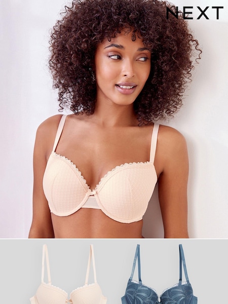 Blue/Nude - Embroidered Bras 2 Pack (U54209) | 94 LEI