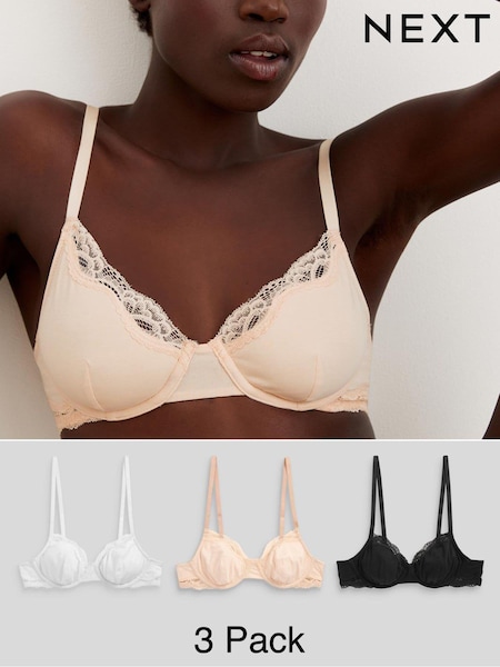 черный/белый/Pastel Rose телесный - Cotton Blend Ultimate Comfort Bras 3 Pack (U54212) | €31