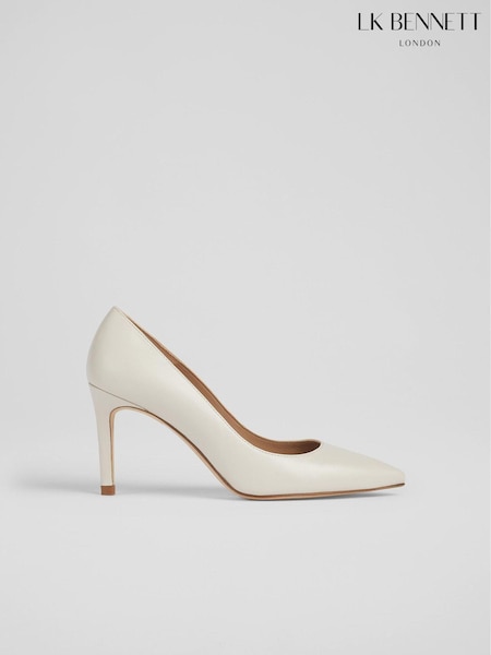 LK Bennett White Floret Leather Pointed Court Shoes (U54356) | €253