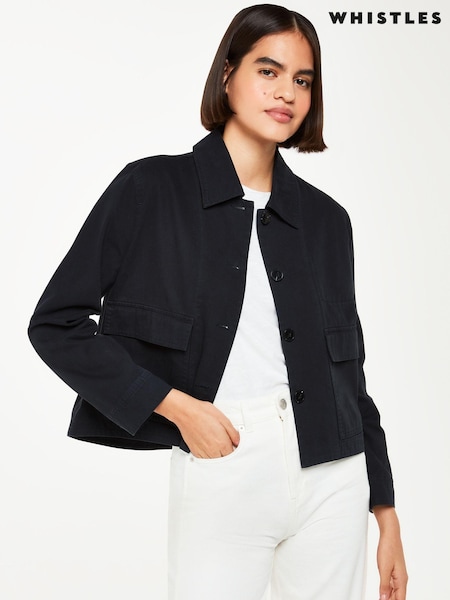 Whistles Grey 100% Cotton Utility Casual Jacket (U54522) | €142