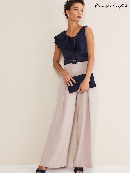 Phase Eight Blue Kimberley Frill Jumpsuit (U54536) | €83