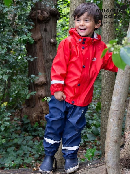 Muddy Puddles Red Rainy Day Waterproof Jacket And Trousers Rain Set (U54562) | €87