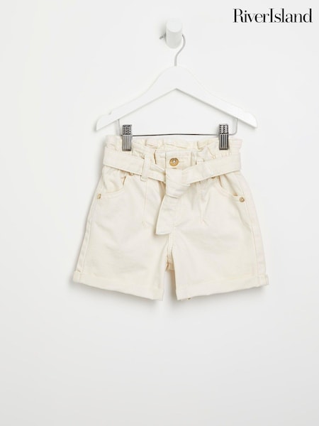 River Island Girls 100% Cotton Paperbag Shorts (U54661) | 58 LEI