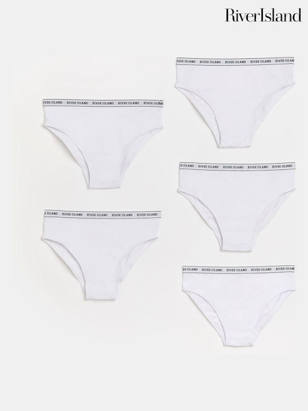 River Island White Girls Briefs 5 Pack (U54674) | AED29
