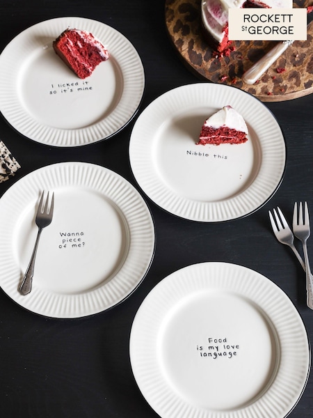 Rockett St George Cream & Black First Bite Side Plates Set Of 4 (U54715) | €40