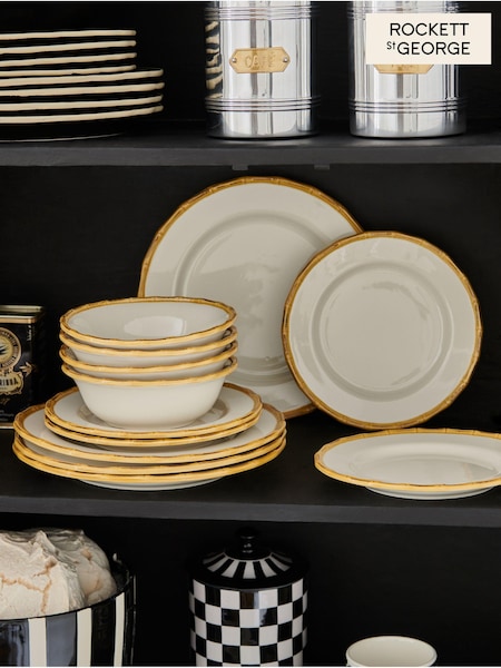 Rockett St George 12 Piece White Bamboo Viscose Dinner Set (U54718) | €56