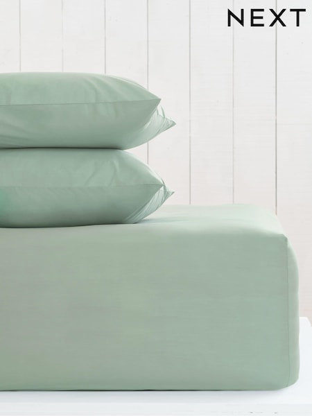 Green Sage Cotton Rich Extra Deep Fitted Sheet (U55381) | €21 - €28