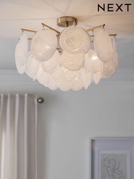 Brass Claremont 6 Light Flush Ceiling Light (U55506) | €344