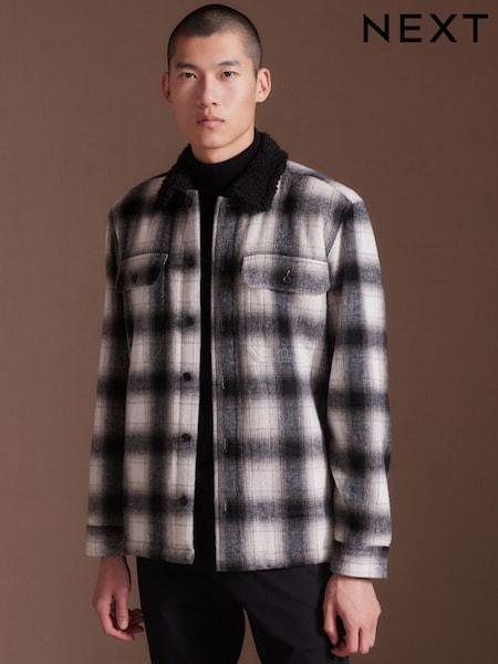Черно-белая клетка - Borg Lined Shacket (U55548) | €13 - €15