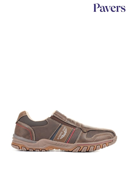 rjava - Pavers Wide Fit Mens Slip-On Trainers (U55676) | € 50
