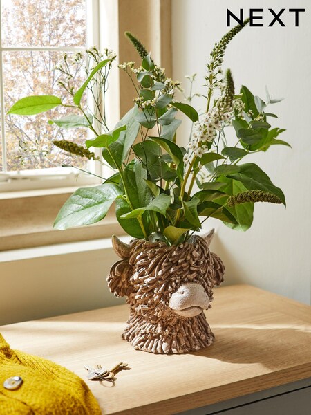 Brown Hamish The Highland Cow Flower Vase (U56757) | R$ 235