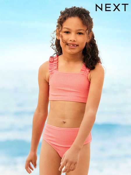 Coral Pink Ruched Strap Bikini (3-16yrs) (U57455) | AED34 - AED46