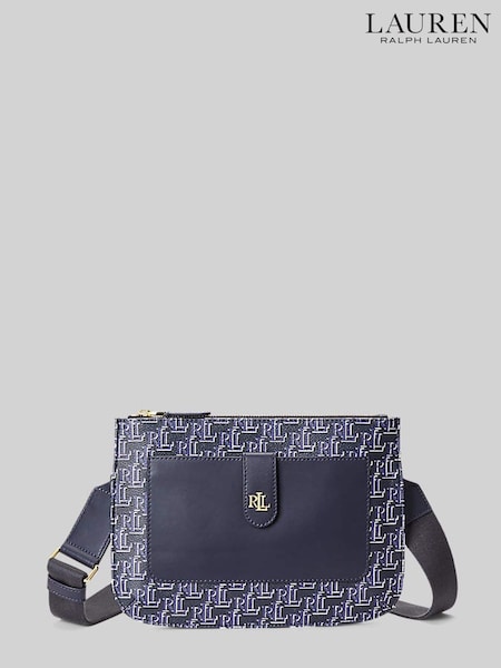 Темно-синий - Lauren Ralph Lauren Jamey Monogram Logo Coated Canvas Cross-Body Bag (U57590) | €106