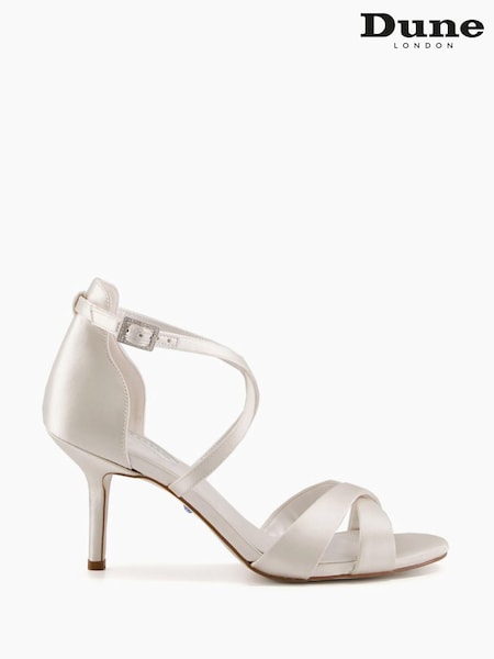 Dune London White Satin Maribel Cross Strap Shoes (U58133) | €66
