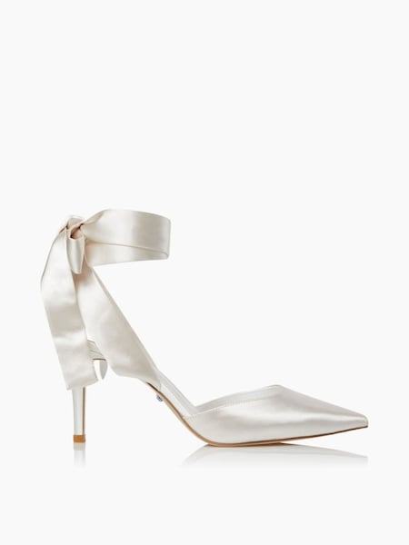 Dune London Satin Daliah Ankle Tie Wedding Shoes (U58135) | € 106
