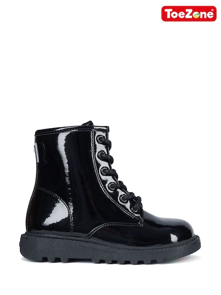 Toezone Black Emily Side Zip Patent Boots (U58241) | €40