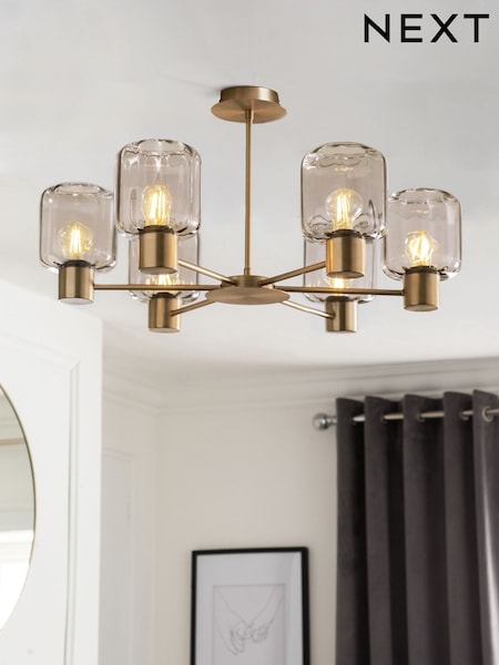 Smoke Grey Jensen 6 Light Flush Ceiling Light (U58856) | €285