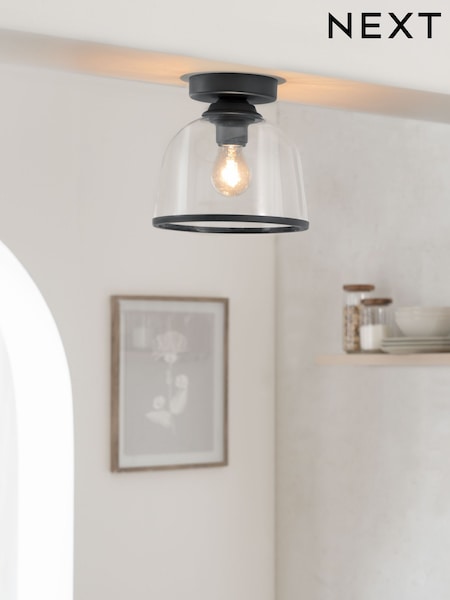 Black Gloucester 1 Light Flush Ceiling Light (U58862) | €59