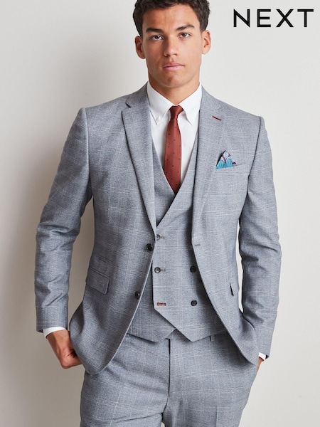 Grey Skinny Fit Flannel Suit Jacket (U59725) | €10