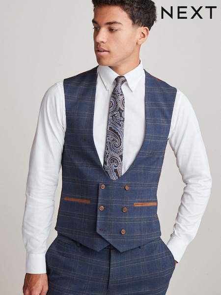 Bright Blue Check Suit Waistcoat (U59736) | € 30