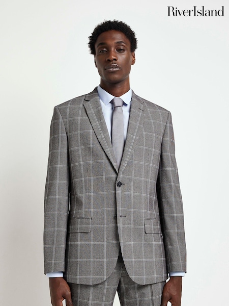 River Island Rafa Grey Check Suit (U59928) | €59