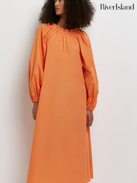 River Island Orange Oversized Poplin Dress (U60168) | €34