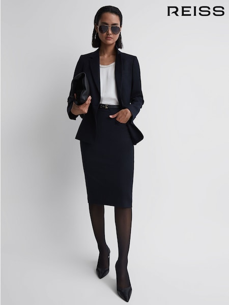 Reiss Navy Haisley Petite Tailored Pencil Skirt (U60254) | €155