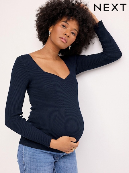 Marineblau/blau - Sweetheart Neckline Maternity Top (U60354) | 9 €