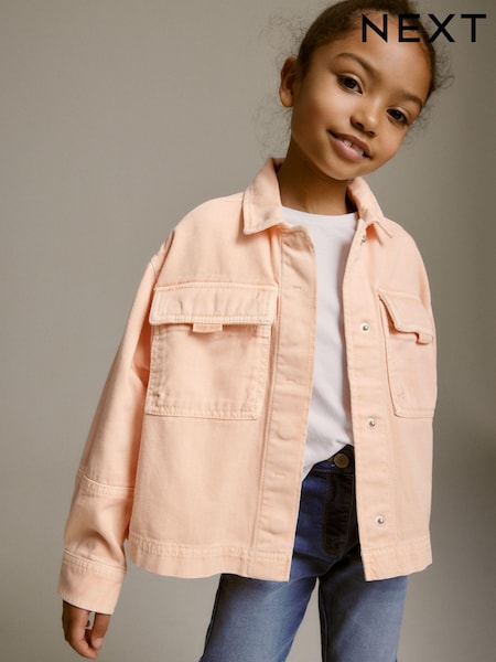 Peach Pink Crop Cotton Shacket (3-16yrs) (U60578) | €8.50 - €13