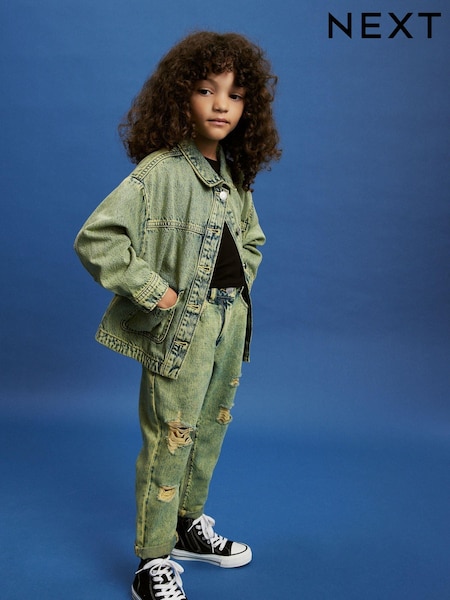 Blue/Yellow Acid Wash Denim Shacket (3-16yrs) (U60579) | €11 - €14
